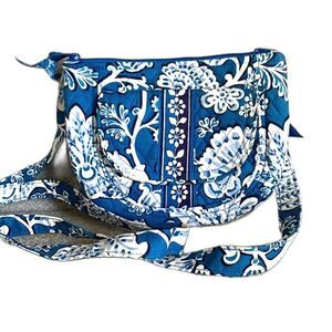 Vera Bradley Blue Lagoon (Retired) Lizzy Flap Front Cotton Quilted Crossbody Bag